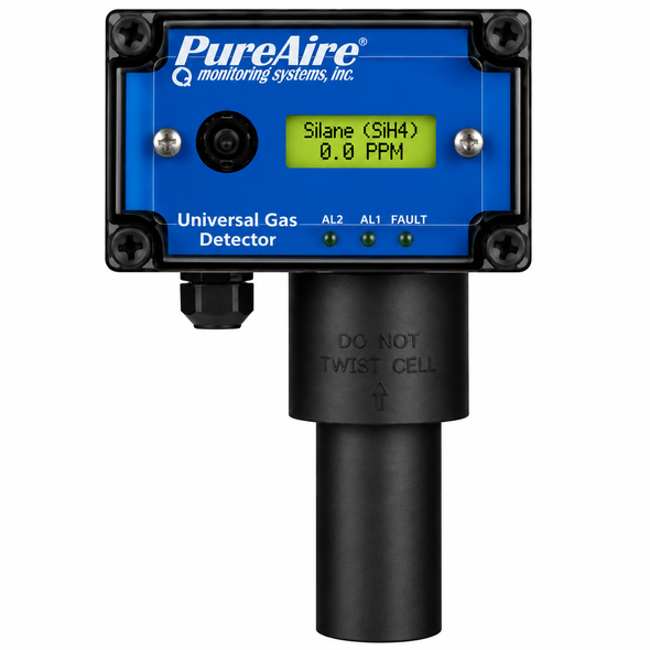 PureAire Universal Silane SiH4 Gas Detector with renewable electrochemical sensor for continuous fixed silane monitoring