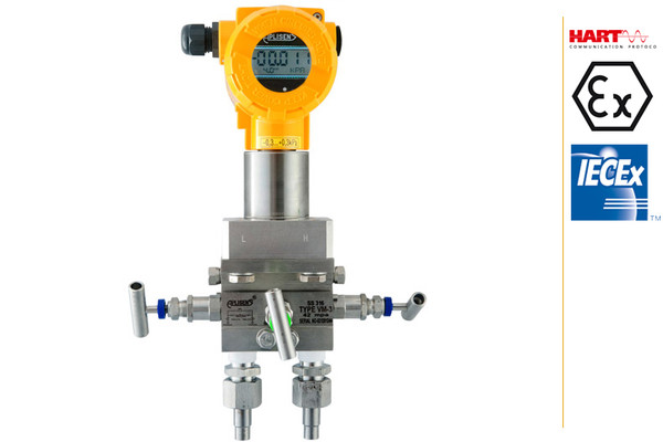 Aplisens APR-2000GALW smart differential pressure transmitter with stainless steel housing for industrial flow, level, and filter differential pressure measurement.