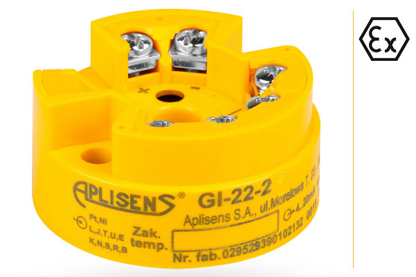 Aplisens GI-22 signal isolator designed to provide galvanic isolation between field devices and control systems for improved noise immunity and equipment protection.