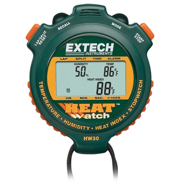 Extech HW30 – HeatWatch™ Stopwatch with Heat Index, Humidity, Temperature, and Up/Down Timer