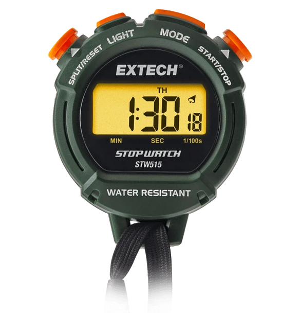 Extech STW515 – Digital Stopwatch/Clock with Calendar and Backlit Display