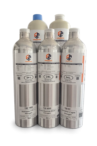 Hexane C6H14 500 ppm and oxygen O2 20.9% calibration gas cylinder with nitrogen balance