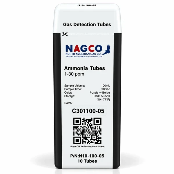 NAGCO N10-100-05 Ammonia NH3 Detector Tubes 1-30 ppm