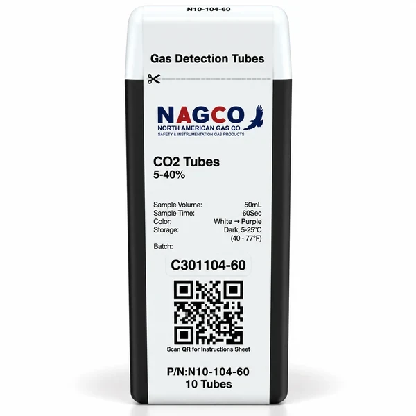 NAGCO N10-104-60 Carbon Dioxide CO2 Detector Tubes 5-40%