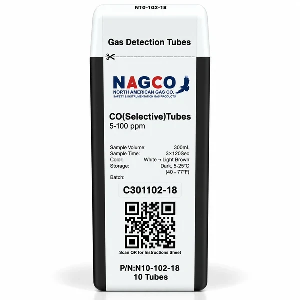 NAGCO N10-102-18 Carbon Monoxide CO Selective Detector Tubes 5-100 ppm