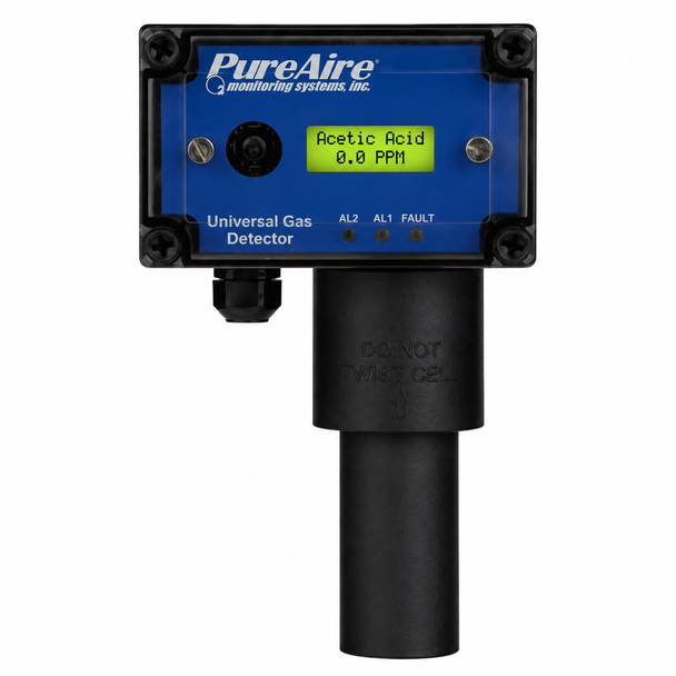PureAire Universal Acetic Acid Gas Detector 0-30 ppm with renewable electrochemical sensor