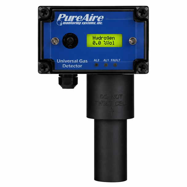 PureAire Universal Hydrogen H2 Gas Detector for continuous fixed hydrogen monitoring with 0-1% and 0-4% Vol ranges