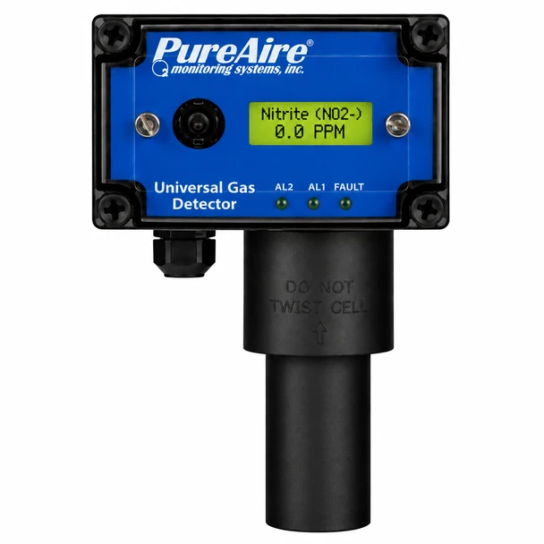 PureAire Universal Nitrite NO2- Gas Detector with renewable electrochemical sensor for continuous fixed nitrite monitoring