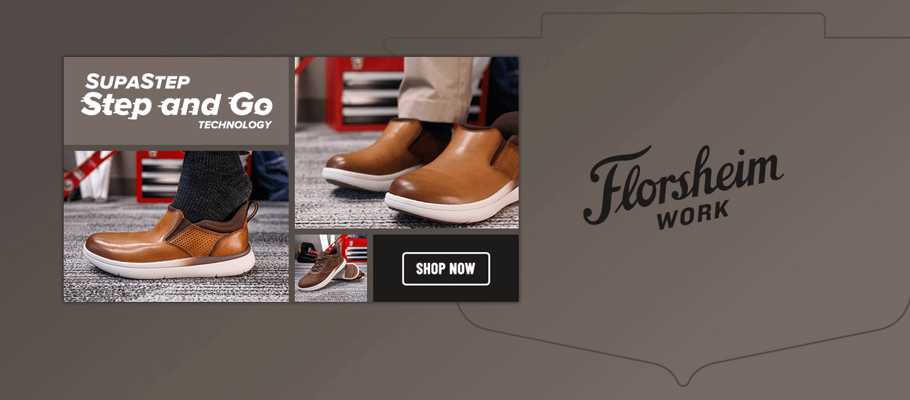 Florsheimwork SupaStep Step and Go Technology. Shop now.