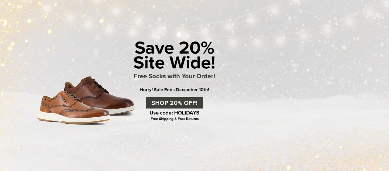 Save 20% site wide! Free socks with your order! Hurry! Sale ends December 10th! Shop 20% Off! Use code: HOLIDAYS Free shipping and free returns