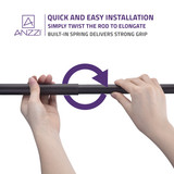 ANZZI 35-55 Inches Shower Curtain Rod with Shower Hooks in Oil Rubbed Bronze | Adjustable Tension Shower Doorway Curtain Rod | Rust Resistant No Drilling Anti-Slip Bar for Bathroom | AC-AZSR55ORB