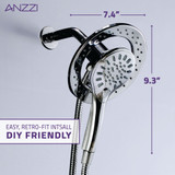 ANZZI Retro-Fit 3-Spray Patterns with 7.48 in. Wall Mounted Dual Shower Heads with Magnetic Divert in Polished Chrome