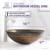 Alto Series Deco-Glass Vessel Sink in Lustrous Brown
