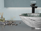 Amalfi Round Glass Vessel Bathroom Sink with Stellar Grey Finish