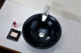 Tempo Series Deco-Glass Vessel Sink in Coiled Blue