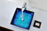 Viace Series Deco-Glass Vessel Sink in Blazing Blue