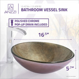 Tara Series Deco-Glass Vessel Sink in Platinum Storm