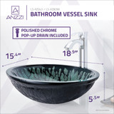 Bravo Series Deco-Glass Vessel Sink in Lustrous Black