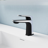 ANZZI Single Handle Single Hole Bathroom Faucet With Pop-up Drain in Matte Black & Chrome