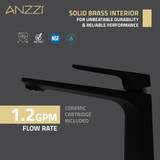 ANZZI Single Handle Single Hole Bathroom Vessel Sink Faucet With Pop-up Drain in Matte Black