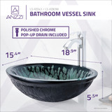 Patuvendi Series Deco-Glass Vessel Sink in Lustrous Black