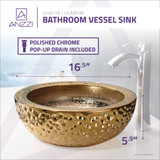 Levi Series Vessel Sink in Speckled Gold