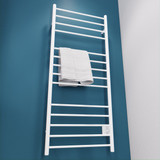 ANZZI Elgon 14-Bar Carbon Steel Wall Mounted Electric Towel Warmer Rack in White