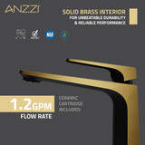 ANZZI Single Handle Single Hole Bathroom Vessel Sink Faucet With Pop-up Drain in Matte Black & Brushed Gold