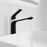 ANZZI Single Handle Single Hole Bathroom Vessel Sink Faucet With Pop-up Drain in Matte Black & Brushed Nickel