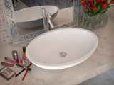 ANZZI 1-Piece Solid Surface Vessel Sink with Pop Up Drain in Matte White