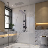 Aura 2-Jetted Shower Panel with Heavy Rain Shower & Spray Wand in Grey Marble