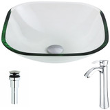 Cadenza Series Deco-Glass Vessel Sink in Lustrous Clear with Harmony Faucet in Chrome