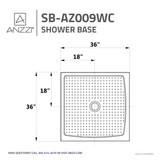 ANZZI Series 36 in. x 36 in. Shower Base in White