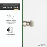 ANZZI Romance 72-in. x 33.5-in. Frameless Swinging Shower Door in Brushed Nickel