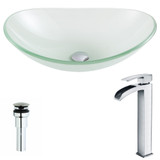 Forza Series Deco-Glass Vessel Sink in Lustrous Frosted with Key Faucet in Polished Chrome