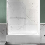 Myth 28 in. x 56 in. Frameless Tub Door with TSUNAMI GUARD in Polished Chrome