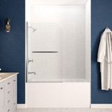 Myth 28 in. x 56 in. Frameless Tub Door with TSUNAMI GUARD in Polished Chrome