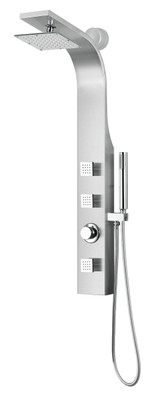 Silent 40 in. Full Body Shower Panel with Heavy Rain Shower and Spray Wand in Brushed Steel