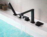 Shore 3-Handle Deck-Mount Roman Tub Faucet with Handheld Sprayer in Oil Rubbed Bronze