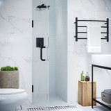 ANZZI Series 30 in. x 72 in. Frameless Hinged Shower Door in Matte Black with Handle