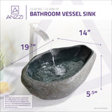 Unkindled Basin Vessel Sink in Dark River Stone