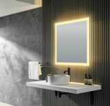 Mars 32 in. x 30 in. Frameless Rectangular LED Bathroom Mirror with Defogger in Silver