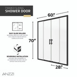 ANZZI Enchant 70-in. x 60.4-in. Framed Sliding Shower Door in Matte Black