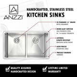 Vanguard Undermount Stainless Steel 32 in. 0-Hole 50/50 Double Bowl Kitchen Sink in Brushed Satin