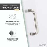 Passion Series 24 in. by 72 in. Frameless Hinged shower door in Brushed Nickel with Frosted Glass and Handle