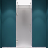 Passion Series 24 in. by 72 in. Frameless Hinged shower door in Brushed Nickel with Frosted Glass and Handle