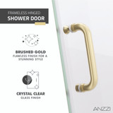 Passion Series 24 in. by 72 in. Frameless Hinged shower door in Brushed Gold with Handle