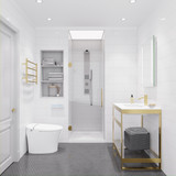 Passion Series 24 in. by 72 in. Frameless Hinged shower door in Brushed Gold with Handle
