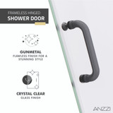 Passion Series 30 in. by 72 in. Frameless Hinged Shower Door in Gunmetal with Handle