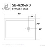 Tier 36 x 60 in. Right Drain Single Threshold Shower Base in White